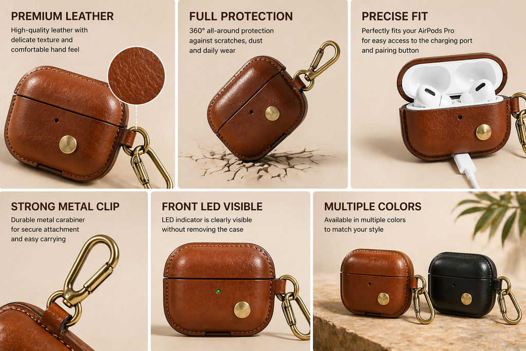 Custom Leather AirPods Pro Case / MOQ 100 PCS / Private Label / OEM & ODM / Bulk Order