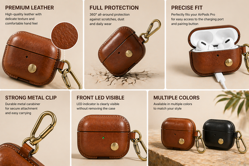 Custom Leather AirPods Pro Case / MOQ 100 PCS / Private Label / OEM & ODM / Bulk Order