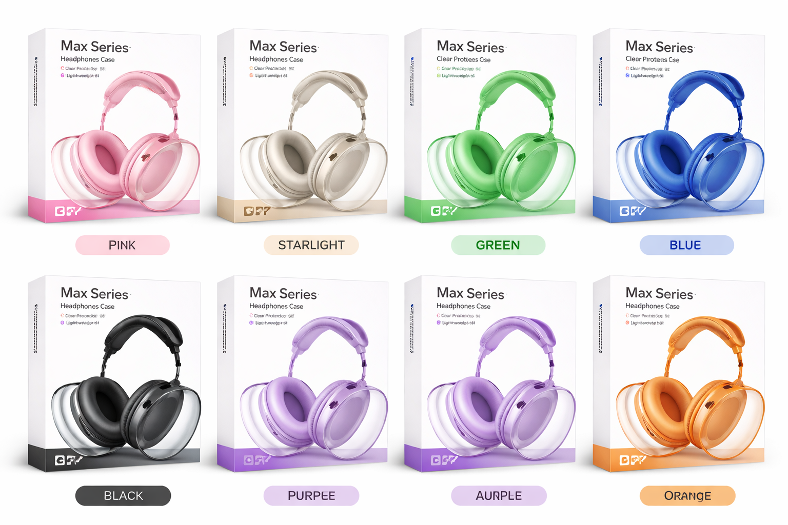 Transparent Plastic Headphones Protective Case – Max Series Non-Metal Full Cover Set