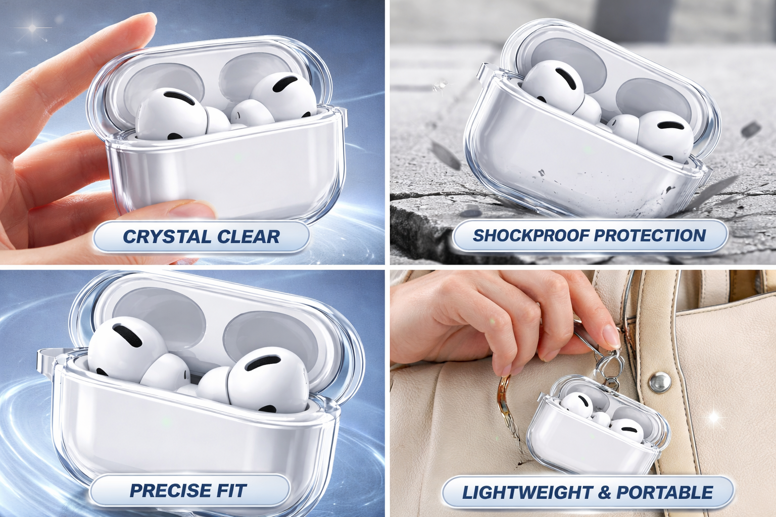 Wireless Earbuds Protective Case – Transparent Design | Custom Electronic Accessory